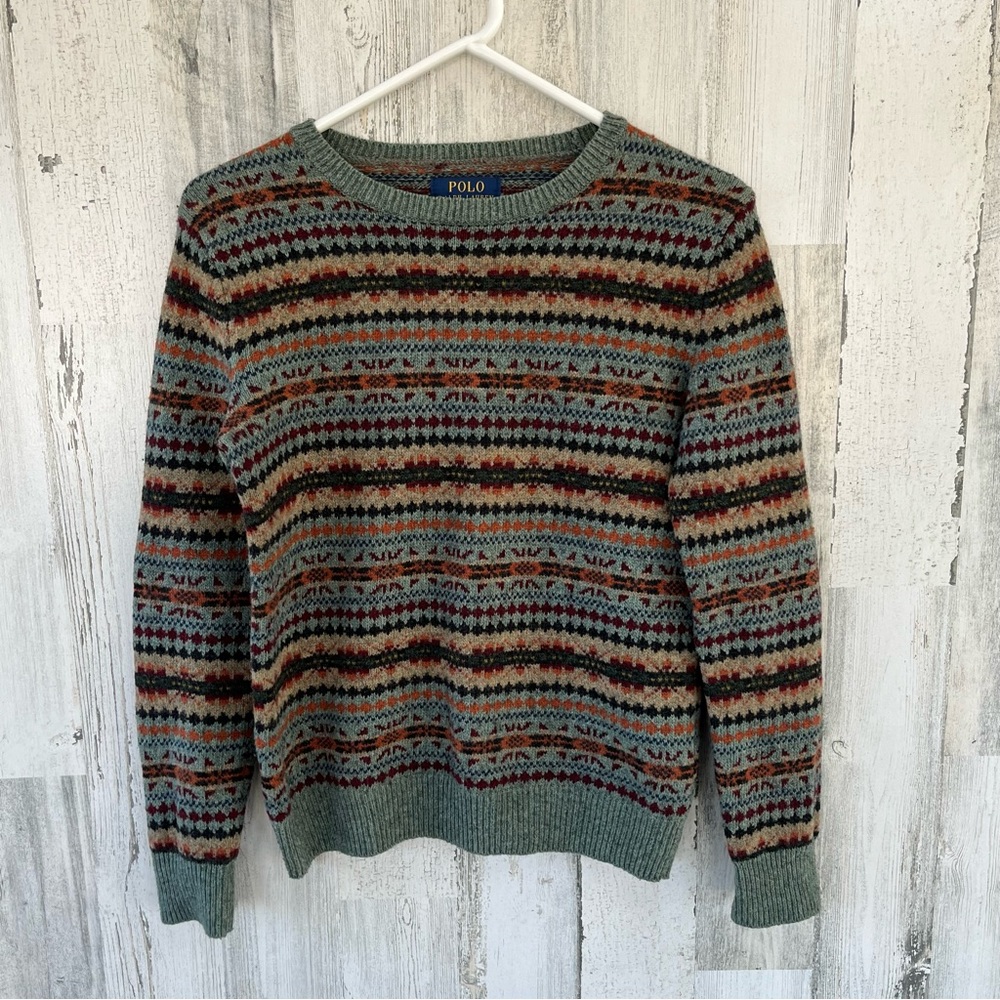 Polo Ralph Lauren Wool Blend  Fair Isle Sweater Size Small